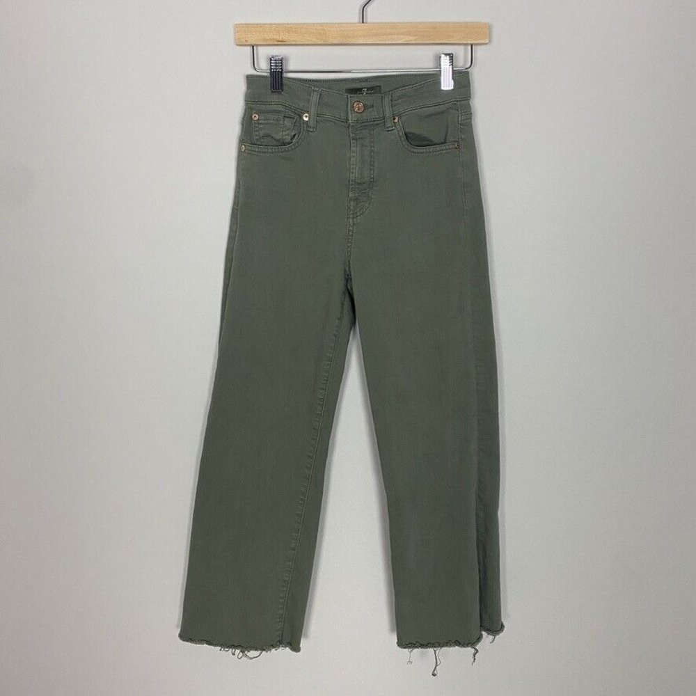7 For All Mankind Women's Straight Leg Jeans - Olive Green